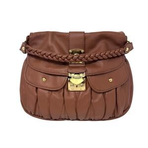 Miu Miu Brown Coffer matelassé leather hobo/shoulder bag with Braided Handle
